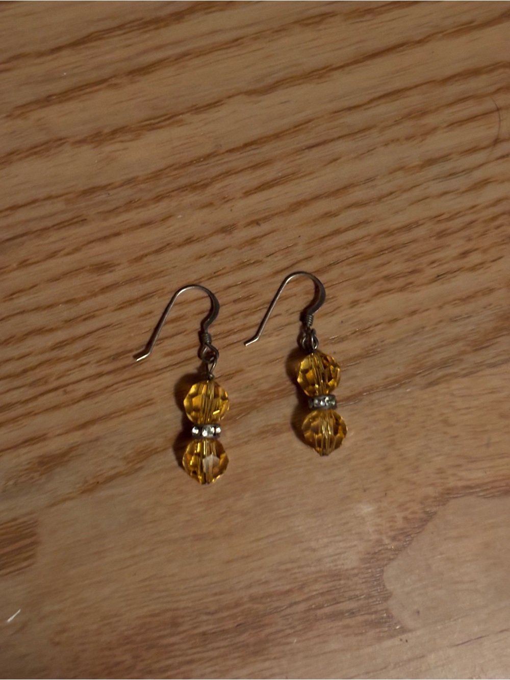 Yellow and Crystal Drop Earrings